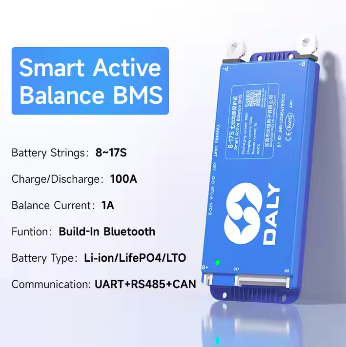 Daly 100 Balance Active Balance BMS: Latest Smart BMS 16s 48V (100A) LiFePO4 Active Balance BMS Bulit-in Bluetooth Can RS485 - BMS