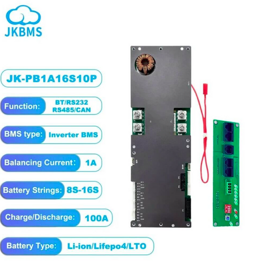 JKBMS Inverter BMS 8S-16S 24V-48V (100A) Home Energy Storage BMS 1A Active Balance Built-in Bluetooth with RS485 CAN for Solar System