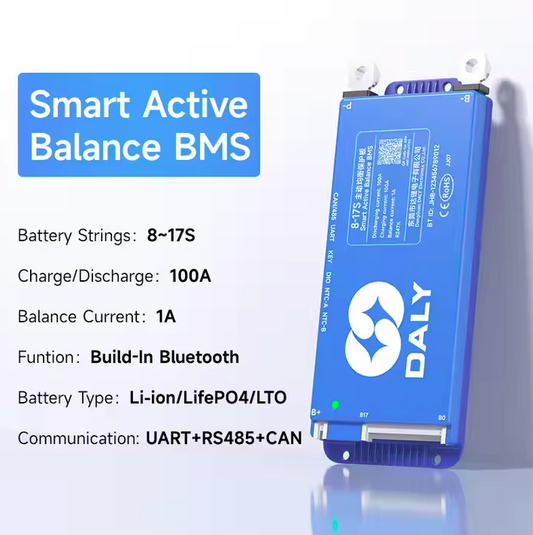 Daly 100 Balance Active Balance BMS: Latest Smart BMS 16s 48V (100A) LiFePO4 Active Balance BMS Bulit-in Bluetooth Can RS485 - BMS