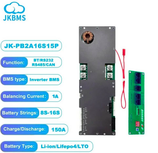 JKBMS Inverter BMS 8S-16S 24V-48V (150A) Home Energy Storage BMS 1A Active Balance Built-in Bluetooth with RS485 CAN for Solar System